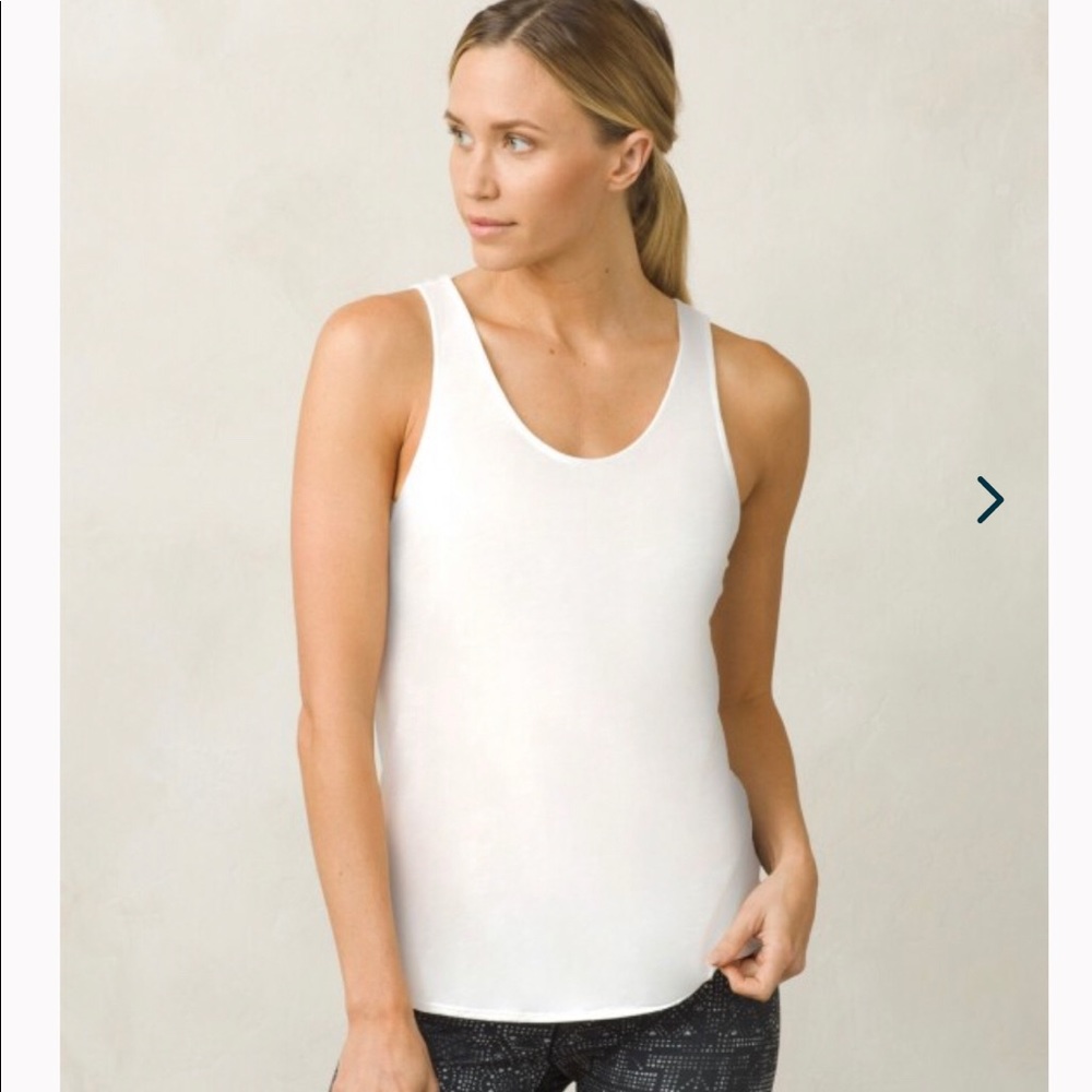 NWT Prana Tilda Tank Top White Organic Cotton Blend Scoop Back Size XL